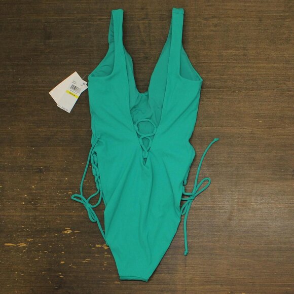 NWT Becca Womens Standard Modern Edge High-Leg One Piece Swimsuit Peacock Blue M - Picture 5 of 7